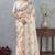 Peach digital printed satin silk designer wedding saree for women