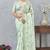 Green digital printed satin silk sea designer wedding saree for women