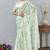 Green digital printed satin silk sea designer wedding saree for women