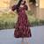 Brown cotton readymade kurti with floral printed work