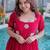 Red silk readymade gown with embroidery & beads work