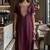 Wine coding sequence embroidered kurta with trouser & dupatta