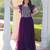 Purple georgette readymade gown with embroidery & beads work