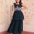 Navy georgette readymade gown with embroidery & beads work