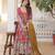 Peach silk readymade anarkali suit with zari & sequin  work