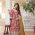 Peach silk readymade anarkali suit with zari & sequin  work