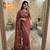 Red Color Print And Real Mirror Work Silk Blend Saree