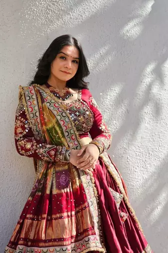 New Designer Print With Real Mirror Work Muslin Cotton Lehenga Choli With Dupatta Set For Women's