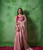White Silk Blend Saree With Sequins And Foil Mirror Work