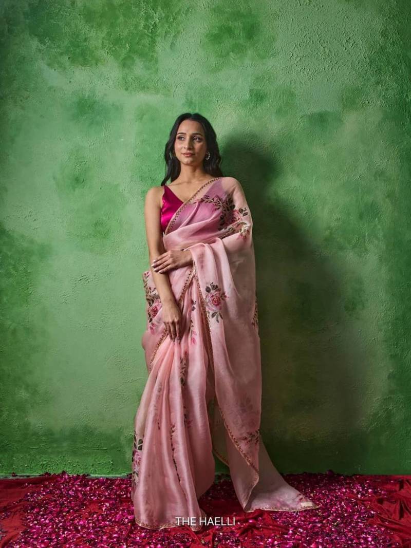White Silk Blend Saree With Sequins And Foil Mirror Work