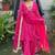 rani pink real mirror less work jacquard chandheri kurta set
