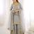 grey color embroidery coding and sequence work   silk blend   kurta set