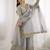 grey color embroidery coding and sequence work   silk blend   kurta set