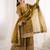 mustard color embroidery coding and sequence work   silk blend   kurta set