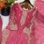 magenta color embroidery coding and sequence work   silk blend   kurta set