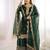 dark green color embroidery coding and sequence work   silk blend   kurta set