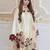 off white color embroidery sequence and multi work roman glass silk blend   kurta set