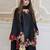 black color embroidery sequence and multi work roman glass silk blend   kurta set
