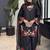 black color embroidery sequence and multi work roman glass silk blend   kurta set