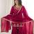 red color embroidery sequence work with zarkan diamond work   silk blend   kurta set