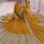 yellow color codding sequence work roman silk blend   anarkali gown set
