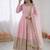 baby pink color codding sequence work roman silk blend  t anarkali gown set