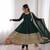 dark green color codding sequence work roman silk blend   anarkali gown set
