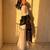 white color embroidery sequence work   silk blend   kurta set