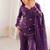 purple color embroidery sequence work   silk blend   kurta set