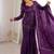 purple color embroidery sequence work   silk blend   kurta set