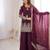 plum color embroidery sequence work   silk blend   kurta set