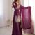 plum color embroidery sequence work   silk blend   kurta set