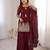 brown color embroidery sequence work   silk blend   kurta set