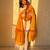 yellow color embroidery sequence work   silk blend   kurta set