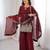 brown color embroidery sequence work   silk blend   kurta set