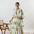 White Jungle Cypress Block Printed Angrakha Style Anarkali Kurti Pant Dupatta Set