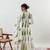 White Jungle Cypress Block Printed Angrakha Style Anarkali Kurti Pant Dupatta Set