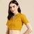 Yellow cotton hand embroidered non padded blouse