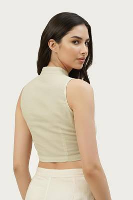 White cotton solid non padded blouse 3