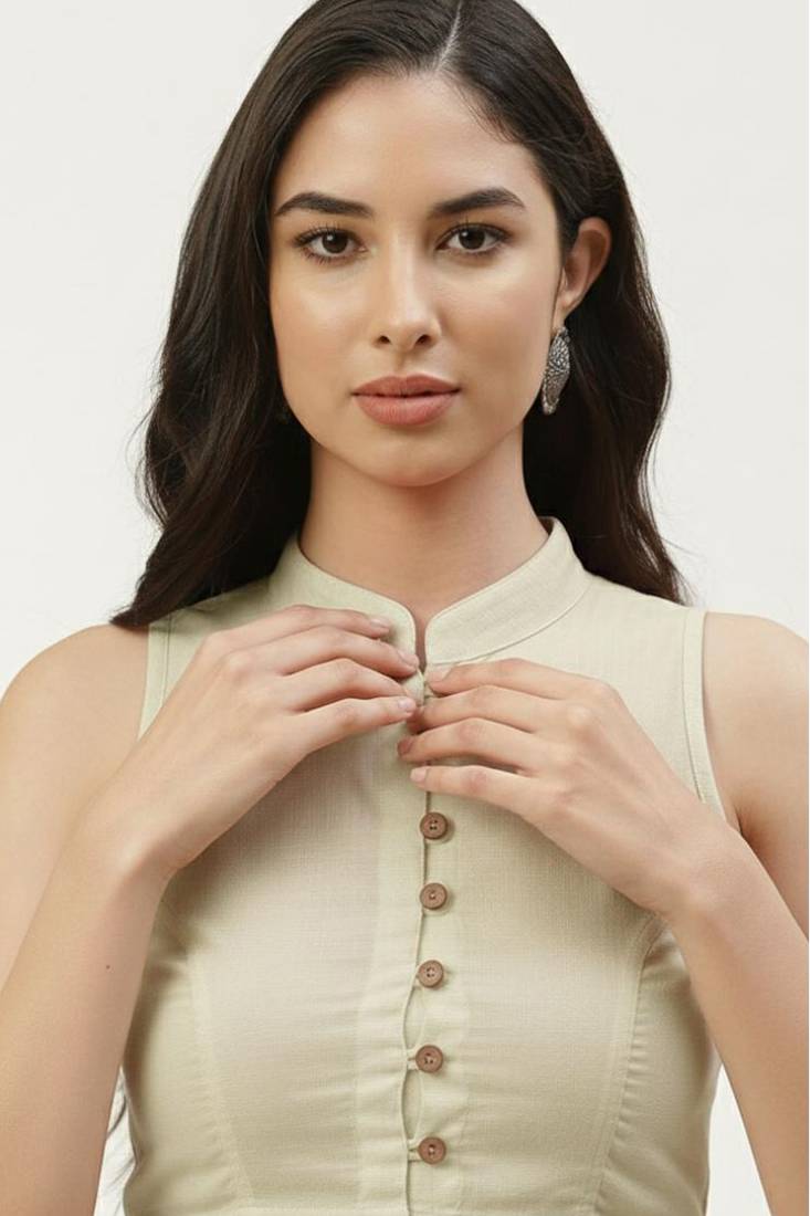 White cotton solid non padded blouse