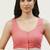 Pink cotton solid with lace trim non padded blouse