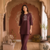 New latest trendy classic chocolate  embroidered kurti with matching trouser set