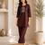 New latest trendy classic chocolate  embroidered kurti with matching trouser set