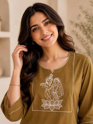 New latest trendy classic gold embroidered kurti with matching trouser set 2