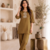 New latest trendy classic gold embroidered kurti with matching trouser set