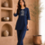 New latest trendy classic navy blue embroidered kurti with matching trouser set