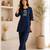 New latest trendy classic navy blue embroidered kurti with matching trouser set