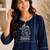 New latest trendy classic navy blue embroidered kurti with matching trouser set