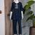 New latest trendy classic navy blue embroidered kurti with matching trouser set