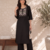 New women's latest black cotton blend floral embroidered kurta with trouser set
